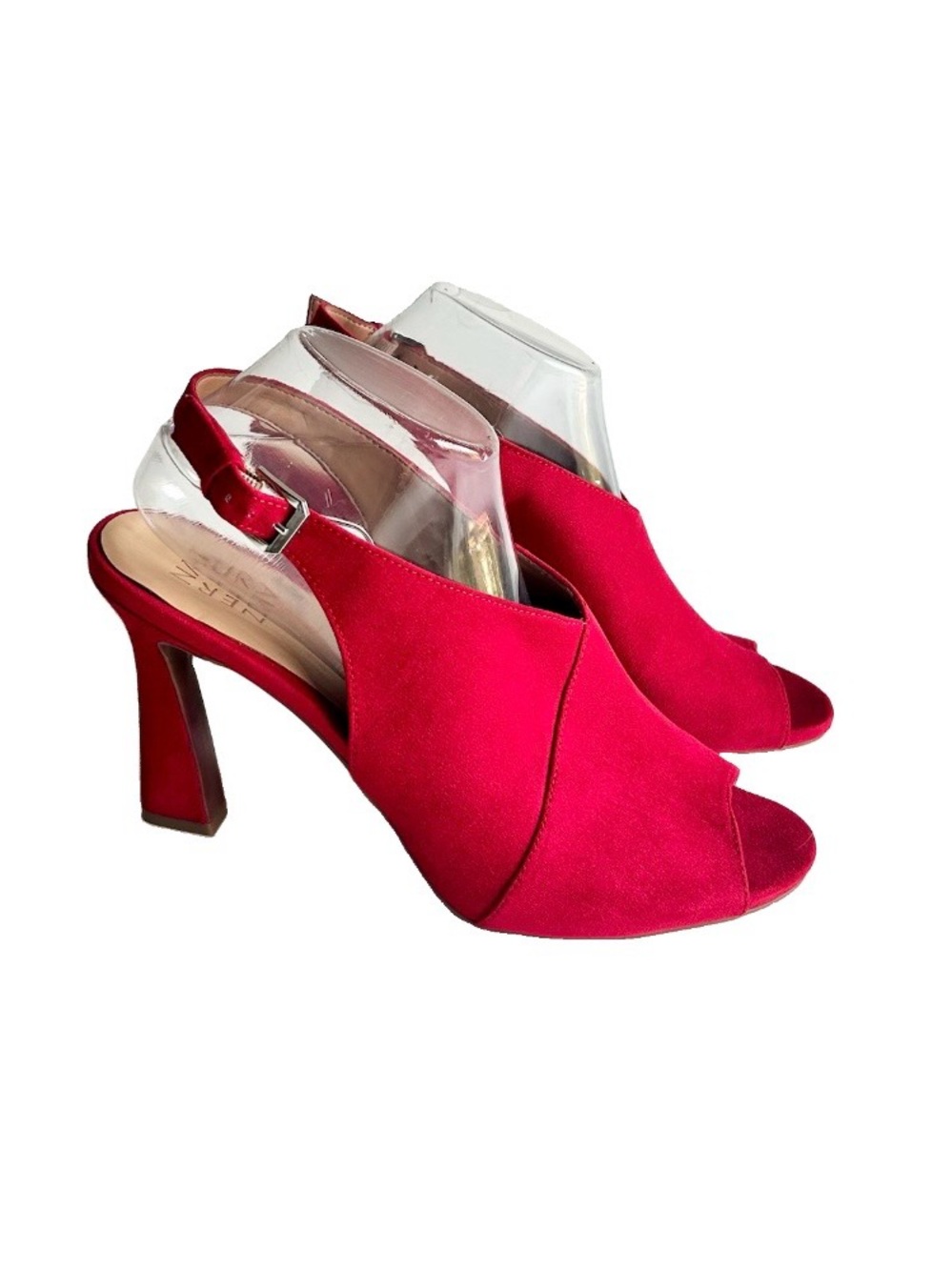 Naturalizer Harvel Red Fabric Open Toe Heeled Slingbacks size 11